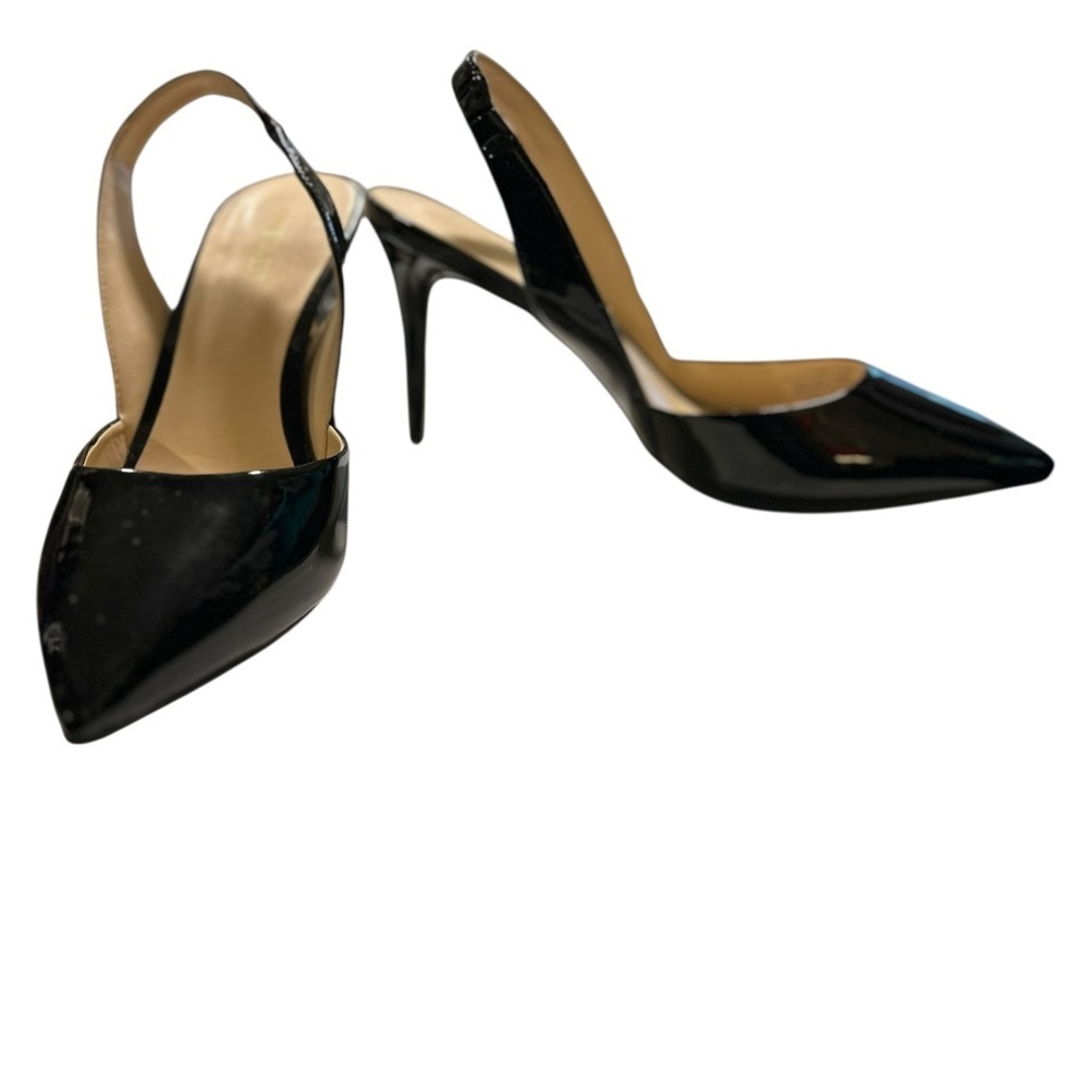 Nine West Women’s Black, Size 10.5 Sling Back Patent Vegan Leather Heels NWOT